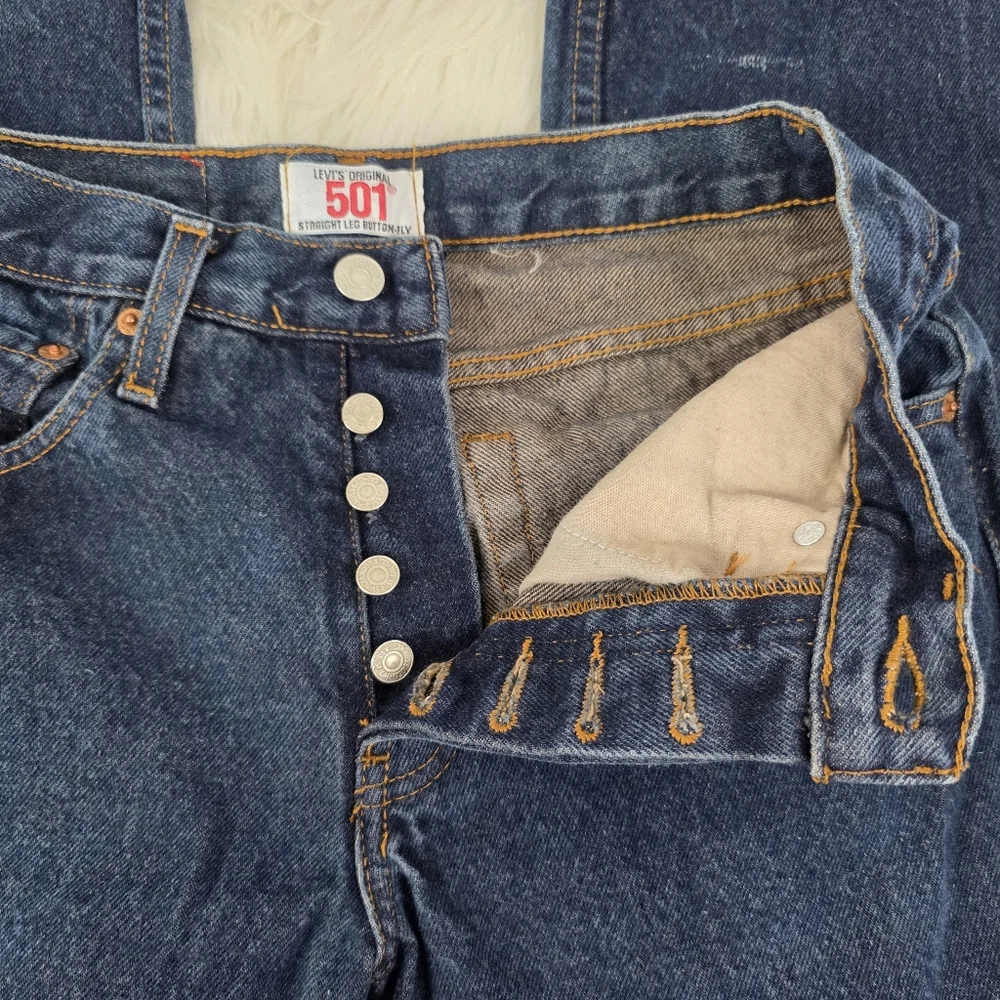 Levi's Vintage Straight Leg Button Fly Men's Dark Wash Blue Jeans